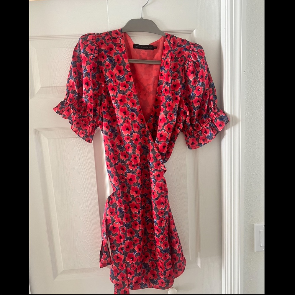 Revolve Floral Wrap Dress with Ruffle Sleeves